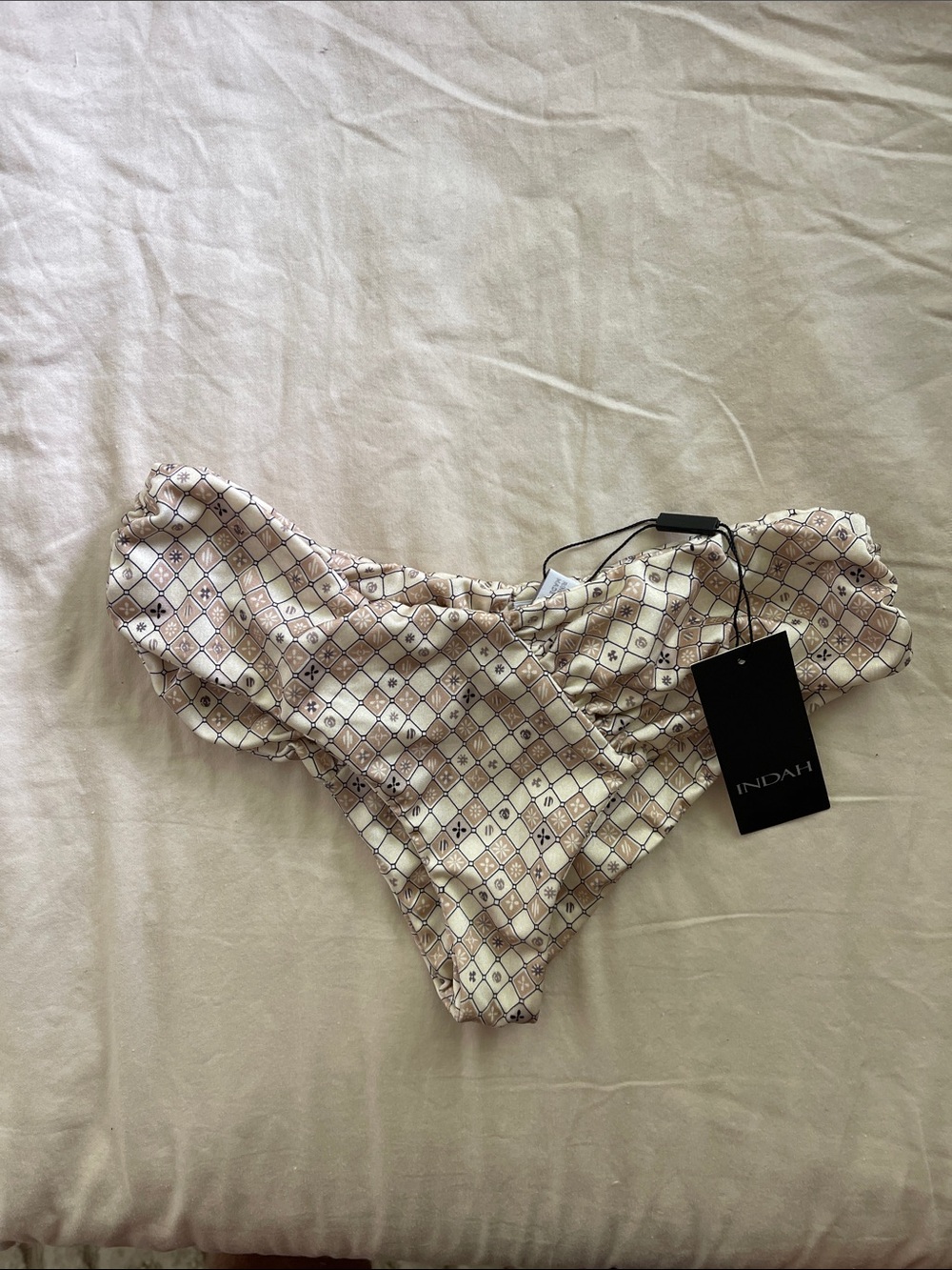 Indah Cream & Brown Geometric Bikini Bottom